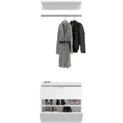 Wohnen Garderoben Block mit Stange 152 cm breit - Ejulia (dreiteilig)