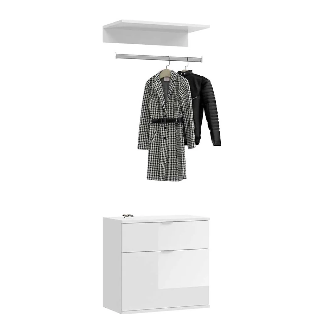 Wohnen Garderoben Block mit Stange 152 cm breit - Ejulia (dreiteilig)