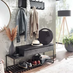 Wohnen Garderoben Möbel in Anthrazit & Schwarz - Belgica (zweiteilig)