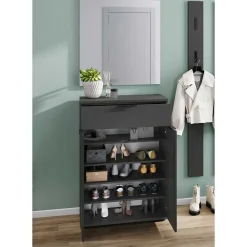 Wohnen Garderoben Möbelset in Dunkelgrau - Tarlotta (dreiteilig)