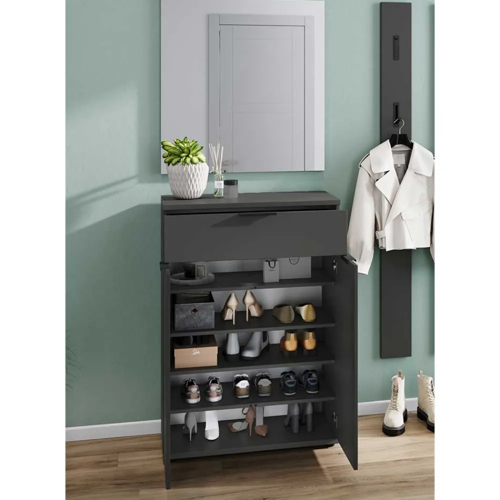 Wohnen Garderoben Möbelset in Dunkelgrau - Tarlotta (dreiteilig)