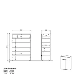 Wohnen Garderoben Möbelset in Dunkelgrau - Tarlotta (dreiteilig)