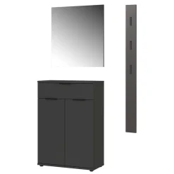 Wohnen Garderoben Möbelset in Dunkelgrau - Tarlotta (dreiteilig)