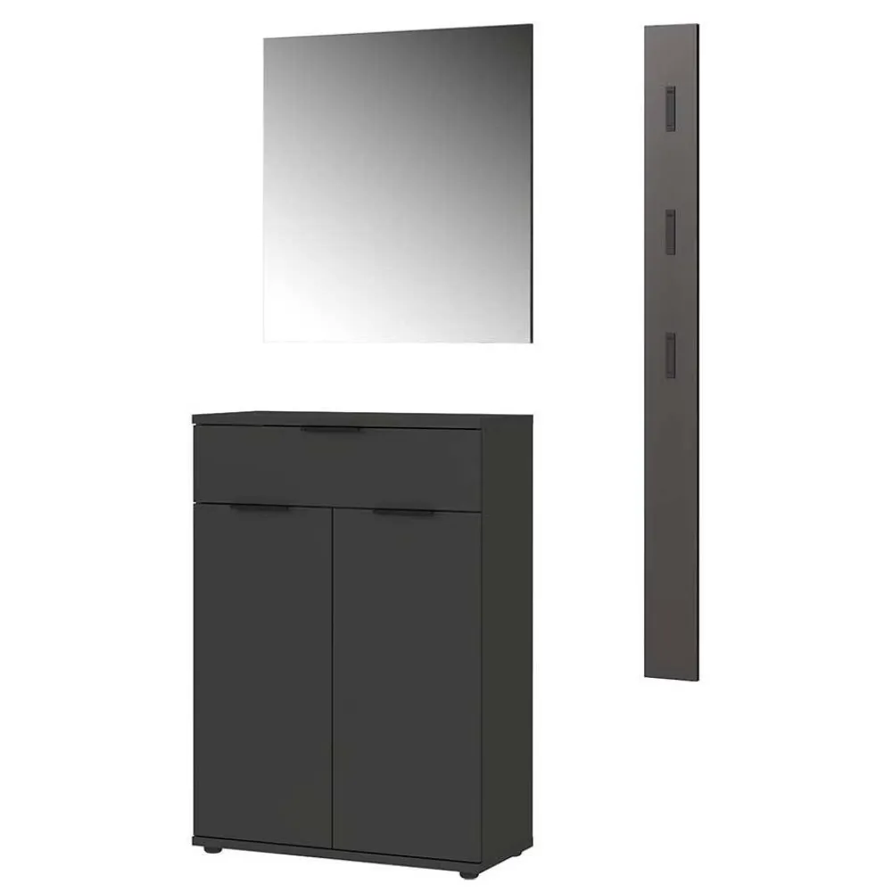 Wohnen Garderoben Möbelset in Dunkelgrau - Tarlotta (dreiteilig)