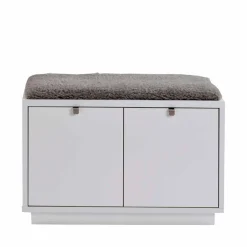 Wohnen Schuhschränke|Garderobenbänke*Garderobenbank Gorfu in Weiß Grau