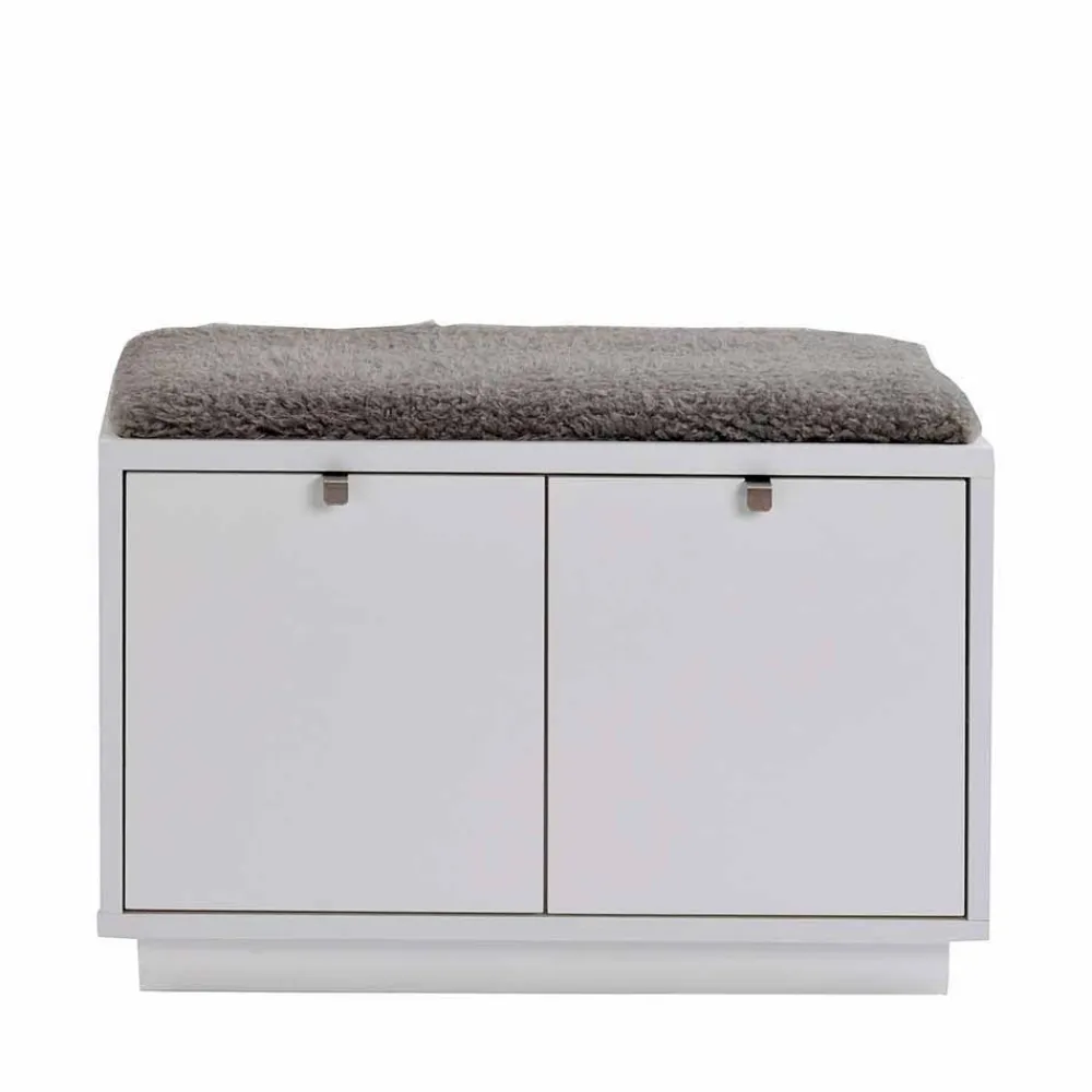 Wohnen Schuhschränke|Garderobenbänke*Garderobenbank Gorfu in Weiß Grau