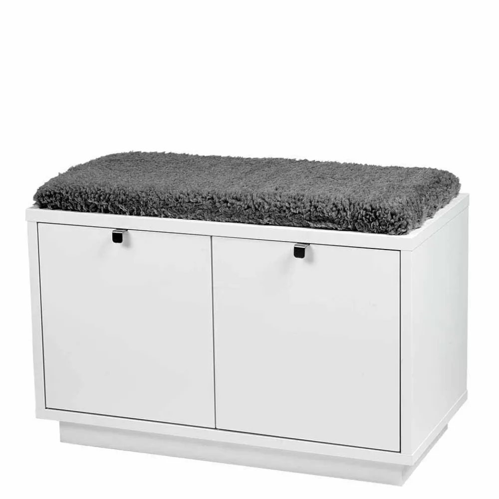 Wohnen Schuhschränke|Garderobenbänke*Garderobenbank Gorfu in Weiß Grau