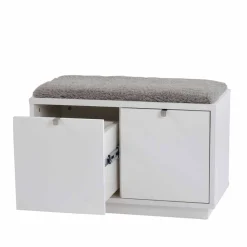 Wohnen Schuhschränke|Garderobenbänke*Garderobenbank Gorfu in Weiß Grau