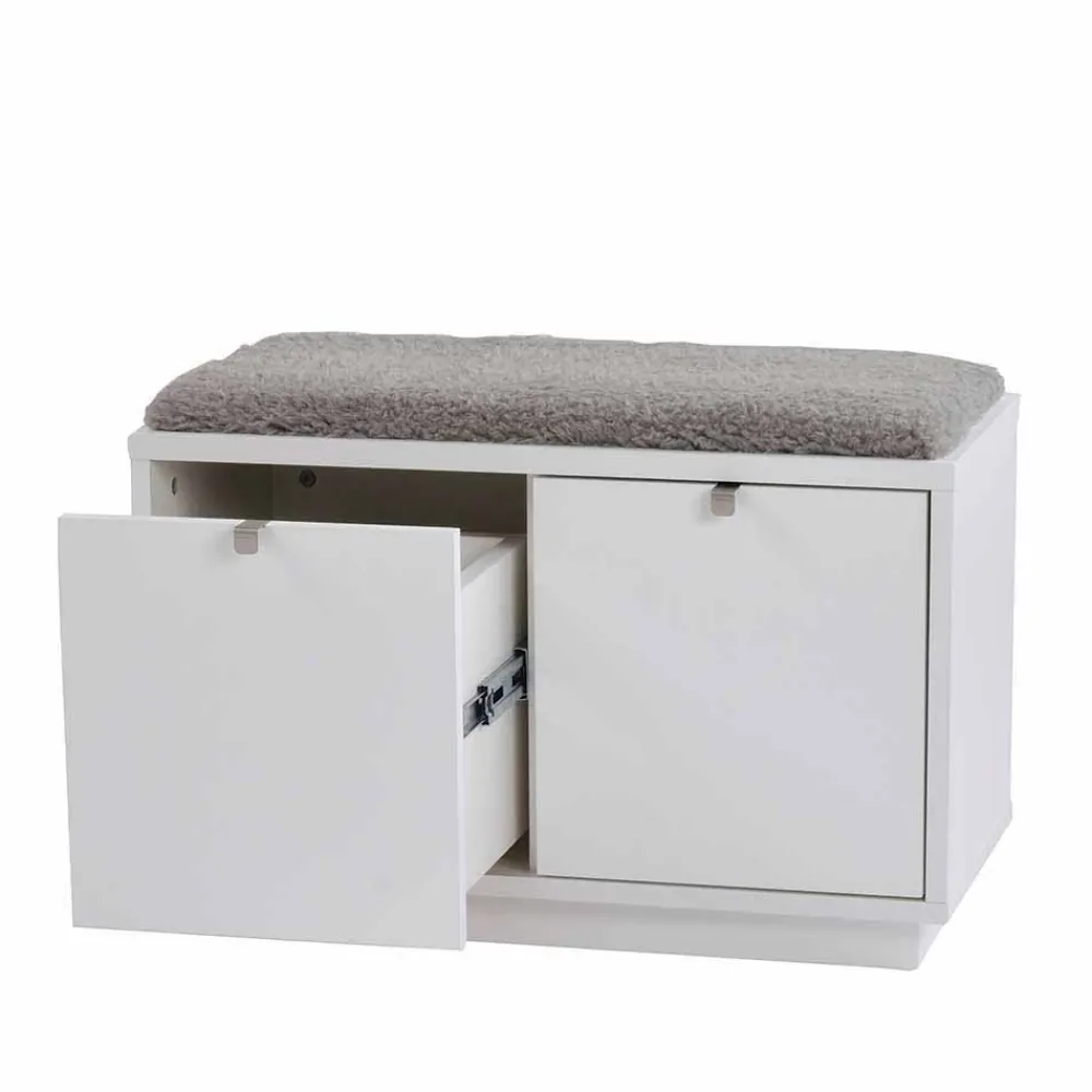 Wohnen Schuhschränke|Garderobenbänke*Garderobenbank Gorfu in Weiß Grau