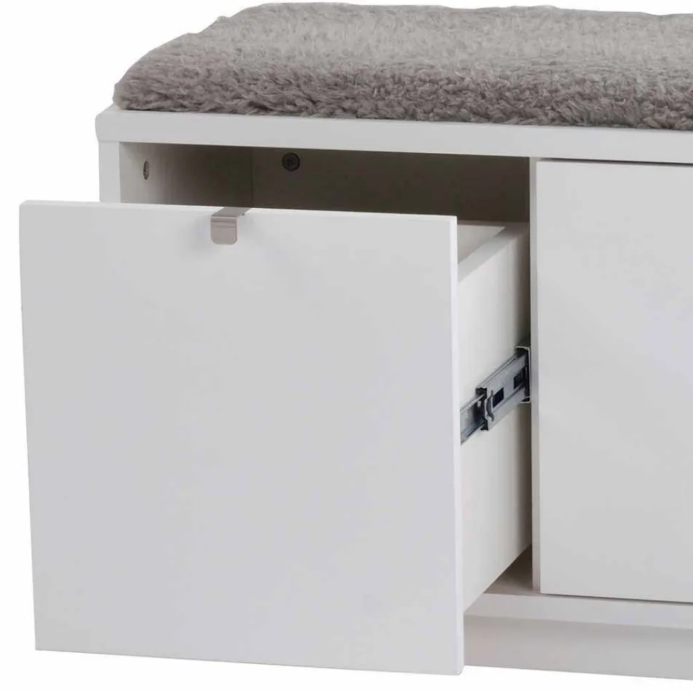 Wohnen Schuhschränke|Garderobenbänke*Garderobenbank Gorfu in Weiß Grau