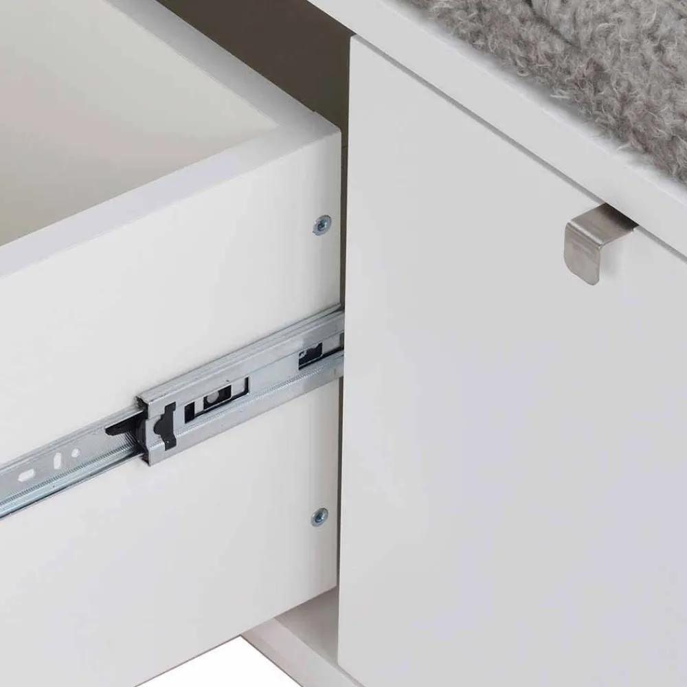 Wohnen Schuhschränke|Garderobenbänke*Garderobenbank Gorfu in Weiß Grau