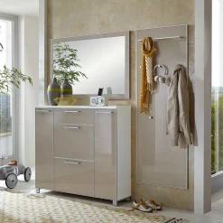 Wohnen Garderobenkombination Srocca in Taupe Glas beschichtet (dreiteilig)