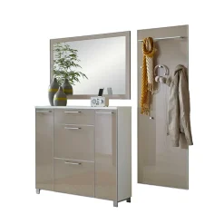 Wohnen Garderobenkombination Srocca in Taupe Glas beschichtet (dreiteilig)