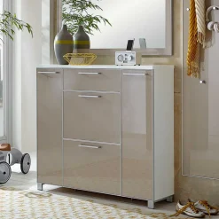 Wohnen Garderobenkombination Srocca in Taupe Glas beschichtet (dreiteilig)