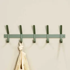 Wohnen Bürogarderoben*Garderobenleiste in Graugrün mit 5 Doppelhaken - Roosenia