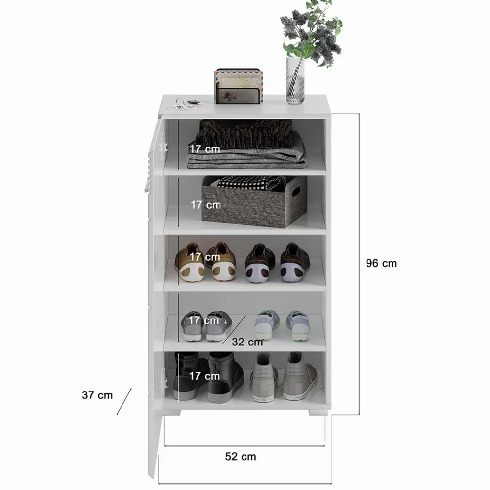Wohnen Weiße Möbel|Glasmöbel*Garderobenmöbel Block Set - Sumatra (fünfteilig)