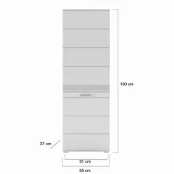 Wohnen Weiße Möbel|Glasmöbel*Garderobenmöbel Block Set - Sumatra (fünfteilig)