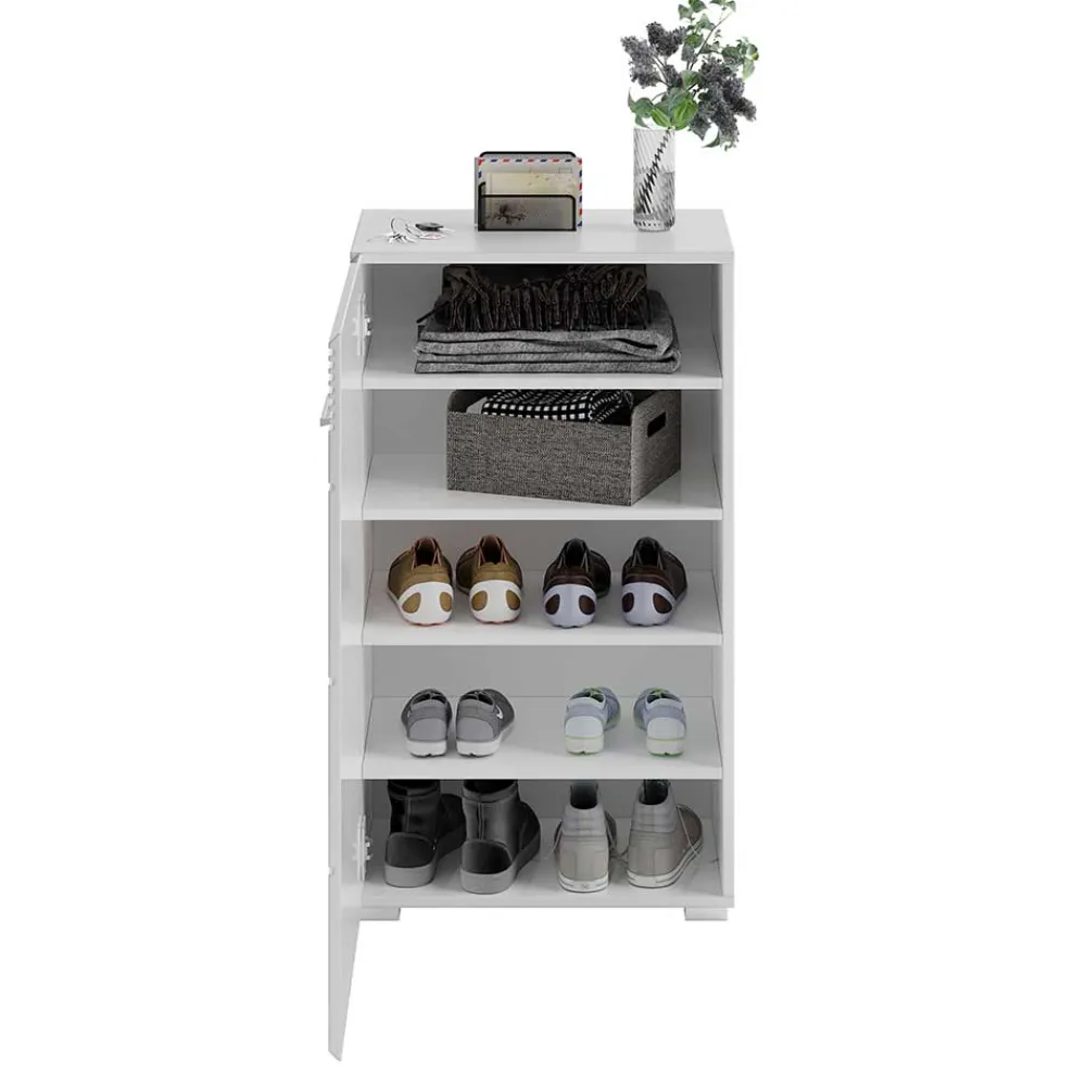 Wohnen Weiße Möbel|Glasmöbel*Garderobenmöbel Block Set - Sumatra (fünfteilig)