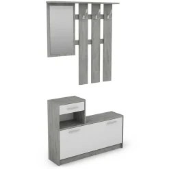 Wohnen Garderobenmöbel in Weiß & Betonoptik - Zessma (zweiteilig)