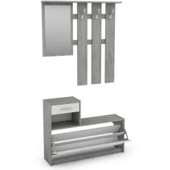 Wohnen Garderobenmöbel in Weiß & Betonoptik - Zessma (zweiteilig)