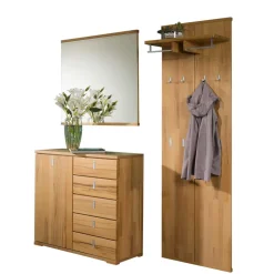 Wohnen Garderobenmöbel Set Wislama aus Kernbuche (dreiteilig)