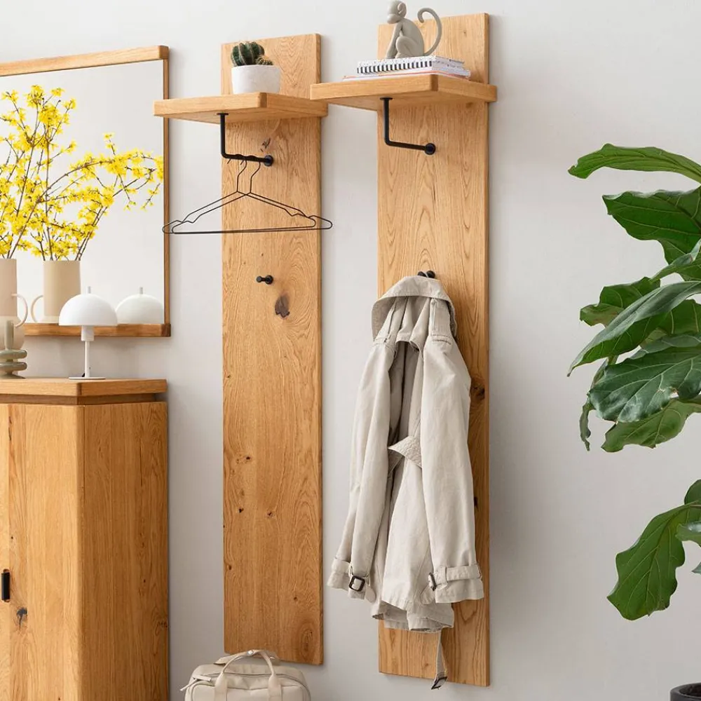 Wohnen Bürogarderoben*Garderobenpaneel aus Balkeneiche Massivholz - Robats