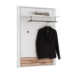 Wohnen Bürogarderoben*Garderobenpaneel in Lichtgrau mit Wildeiche - Ballina