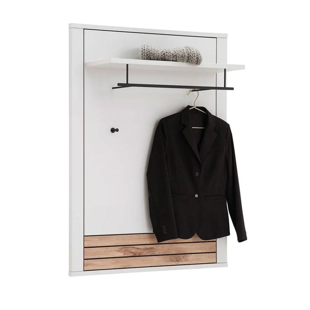 Wohnen Bürogarderoben*Garderobenpaneel in Lichtgrau mit Wildeiche - Ballina