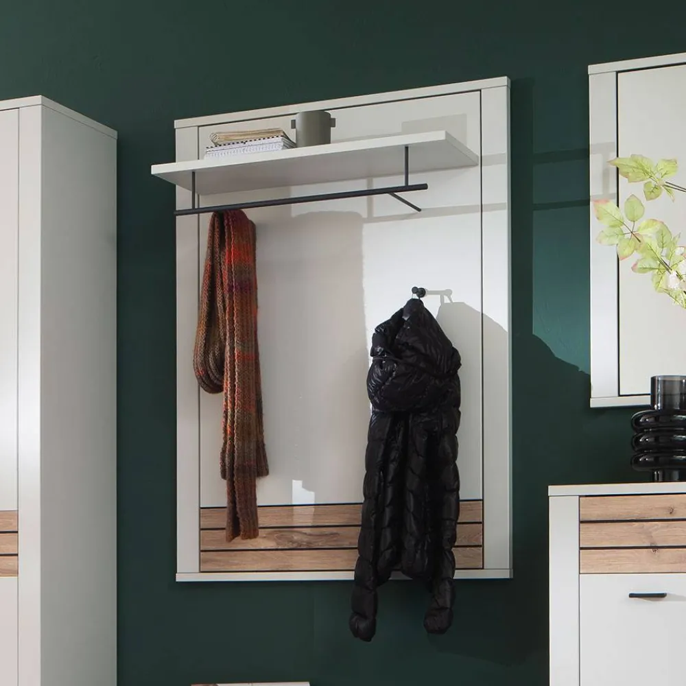 Wohnen Bürogarderoben*Garderobenpaneel in Lichtgrau mit Wildeiche - Ballina