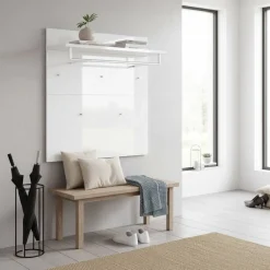Wohnen Garderobenpaneel in Weiß mit Glasbeschichtung - Kofi
