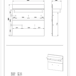 Wohnen Garderobenpaneel in Weiß mit Glasbeschichtung - Kofi