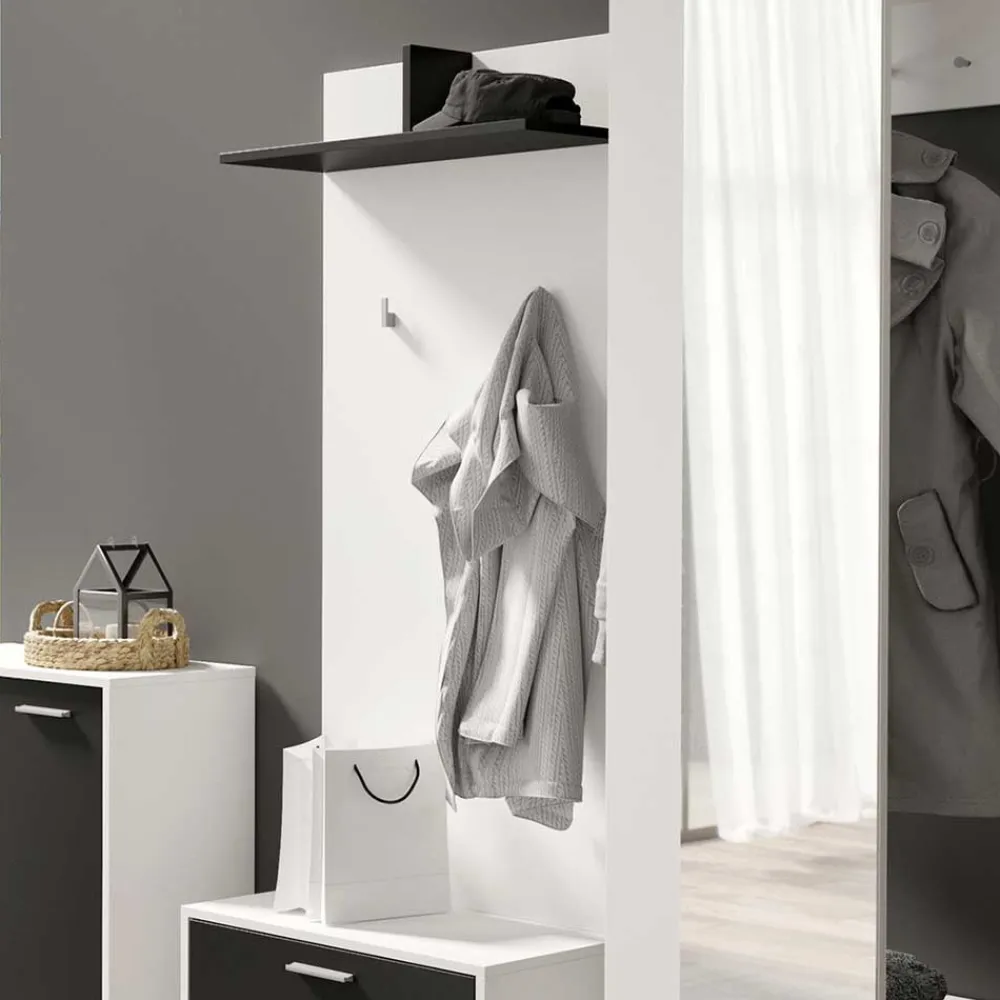 Wohnen Garderoben|Garderoben*Garderobenpaneel in Weiß mit Schwarz - Etelon