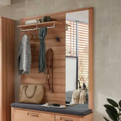 Wohnen Garderobenpaneel mit Spiegel in Kernbuche - Viktorion