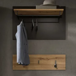 Wohnen Garderobenpaneel und Hakenleiste Set - Norja (zweiteilig)