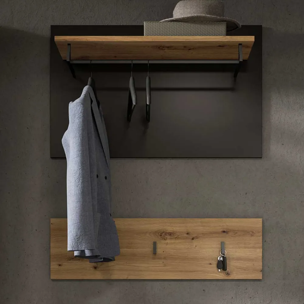 Wohnen Garderobenpaneel und Hakenleiste Set - Norja (zweiteilig)
