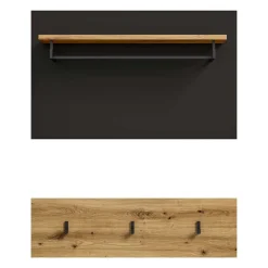 Wohnen Garderobenpaneel und Hakenleiste Set - Norja (zweiteilig)