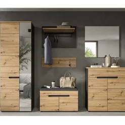 Wohnen Garderobenpaneel und Hakenleiste Set - Norja (zweiteilig)