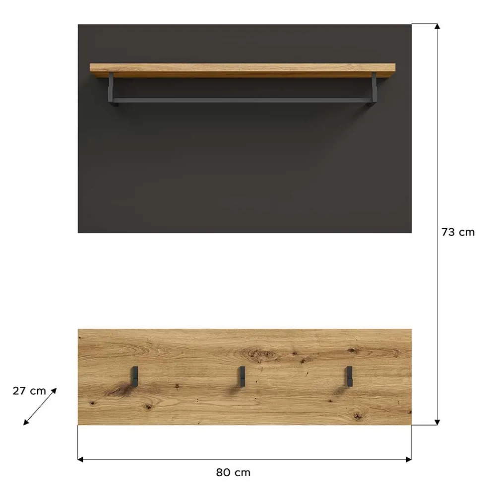 Wohnen Garderobenpaneel und Hakenleiste Set - Norja (zweiteilig)
