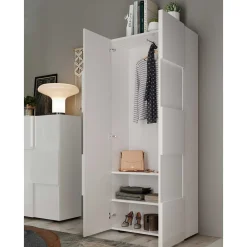 Wohnen Weiße Möbel|Garderobenschränke*Garderobenschrank in Weiß hochglänzend - Castalla