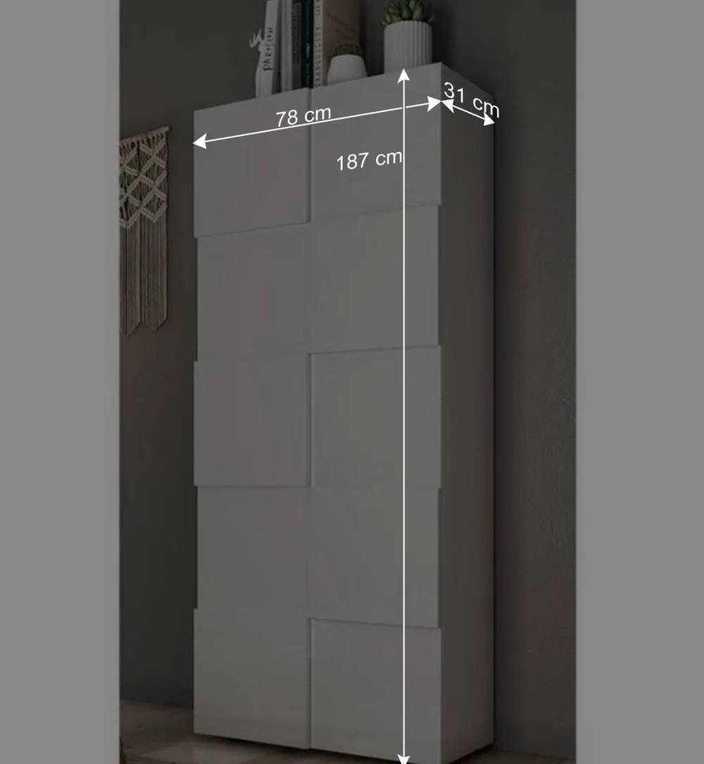 Wohnen Weiße Möbel|Garderobenschränke*Garderobenschrank in Weiß hochglänzend - Castalla