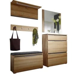 Wohnen Garderobenset Leyrina aus Kernbuche Massivholz (fünfteilig)