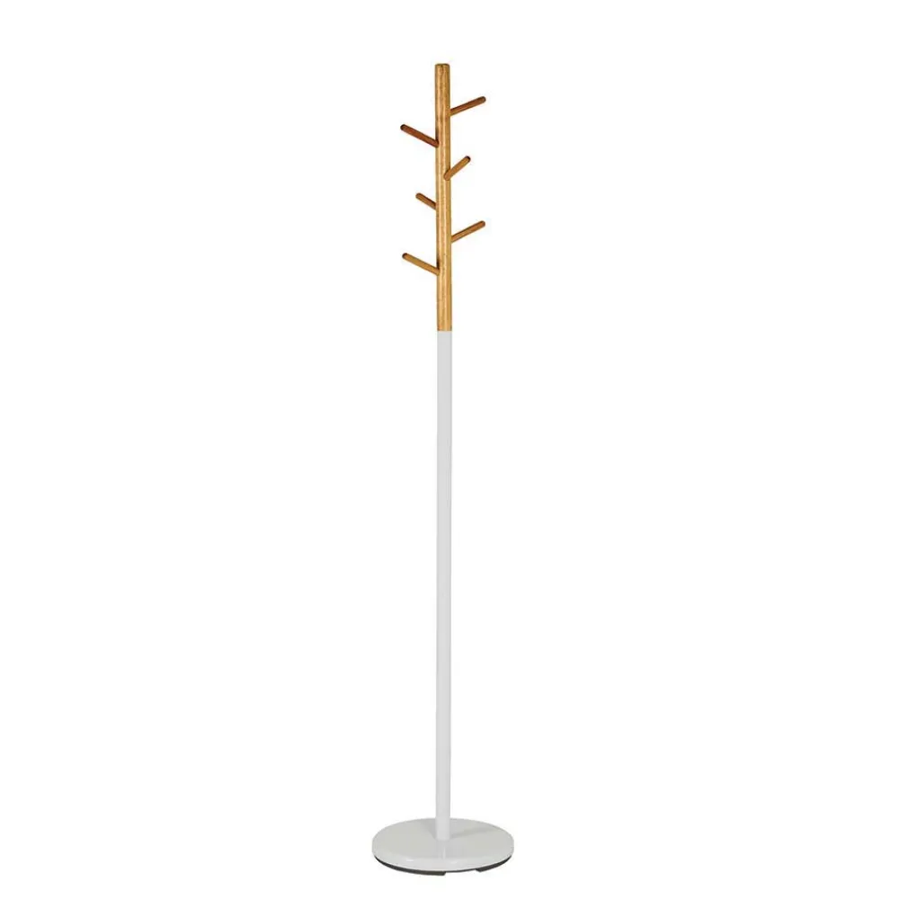 Wohnen Garderobenständer in Weiß & Natur Airo mit Bambus