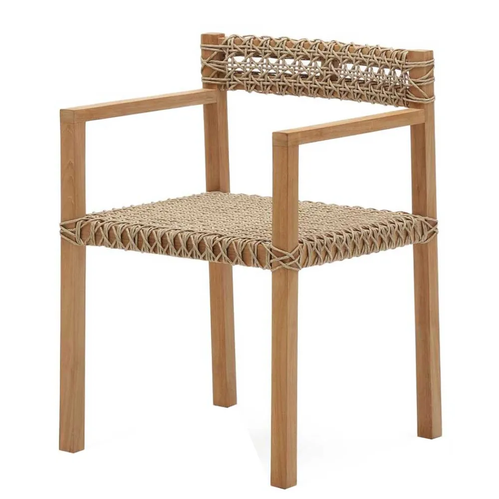 Wohnen Rattanmöbel*Garten Armlehnstühle aus Teak Massivholz - Conave (2er Set)