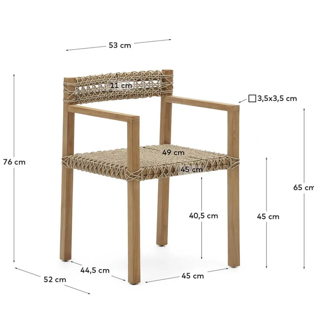 Wohnen Rattanmöbel*Garten Armlehnstühle aus Teak Massivholz - Conave (2er Set)