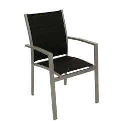 Wohnen Metall-Gartenmöbel*Garten Armlehnstühle in Schwarz Stoff - Ansiana (4er Set)