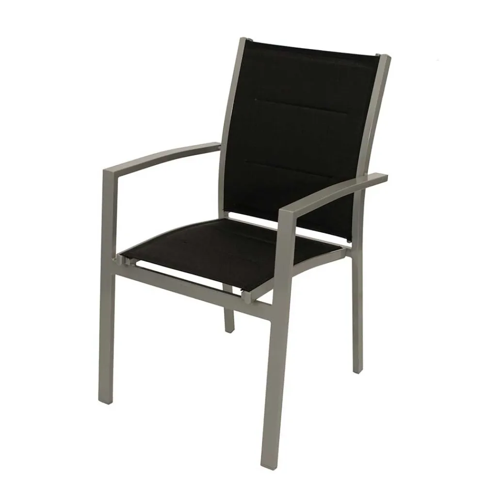 Wohnen Metall-Gartenmöbel*Garten Armlehnstühle in Schwarz Stoff - Ansiana (4er Set)