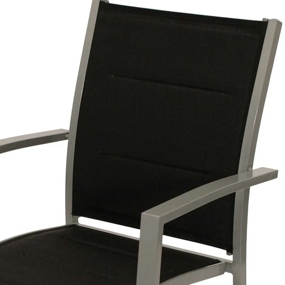 Wohnen Metall-Gartenmöbel*Garten Armlehnstühle in Schwarz Stoff - Ansiana (4er Set)