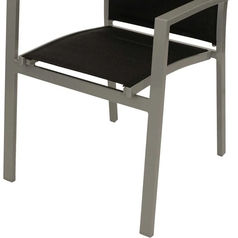 Wohnen Metall-Gartenmöbel*Garten Armlehnstühle in Schwarz Stoff - Ansiana (4er Set)