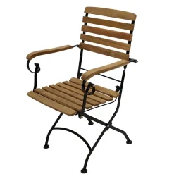 Wohnen Garten Armlehnstuhl Amyos aus Teak Holz & Stahl (2er Set)