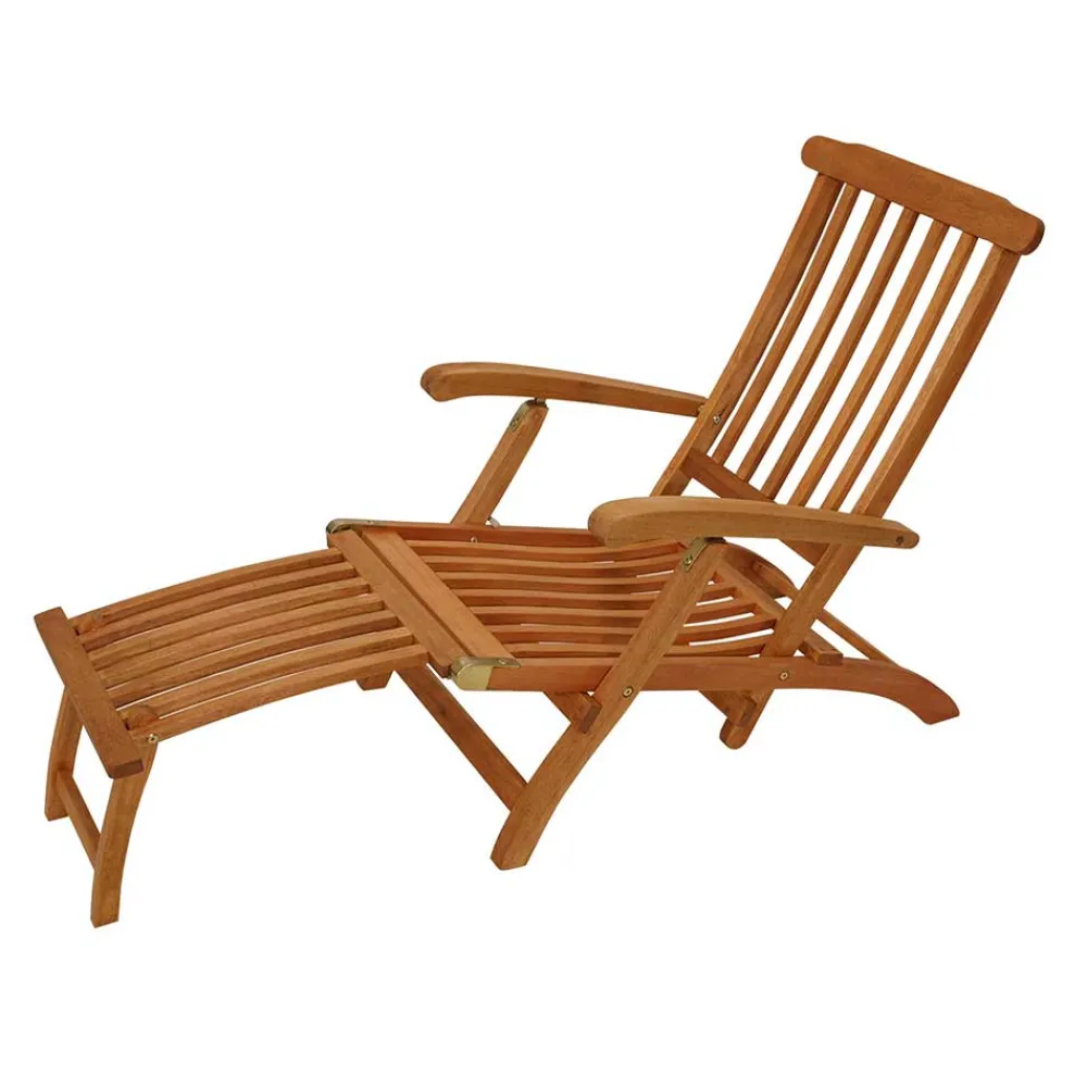 Wohnen Metall-Gartenmöbel|Rattan-Gartenmöbel*Garten Deckchair mit Fußteil Voreno aus Eukalyptus